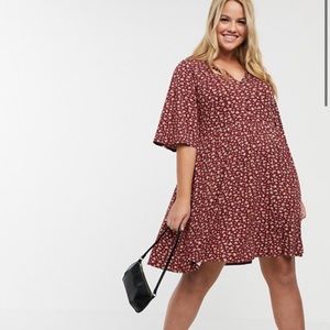 ASOS DESIGN Curve mini button front swing dress